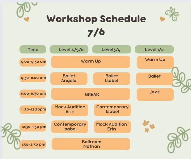 July 6th Workshop Schedule